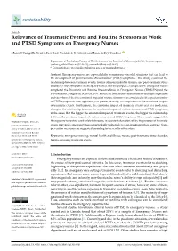 Relevance of Traumatic Events and Routine Stressors at Work and PTSD Symptoms on Emergency Nurses