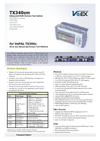Tx340sm Advanced Multi-Service Test Option for Tx300s