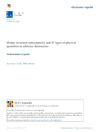 Electronic Reprint Wedge Reversion Antisymmetry and 41 Types of Physical Quantities in Arbitrary Dimensions Iucr Journals