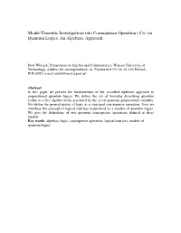 In Quantum Logics. an Algebraic Approach