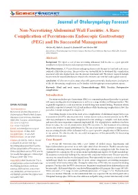 A Rare Complication of Percutaneous Endoscopic Gastrostomy (PEG) and Its Successful Management