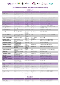 Activities for Over 50S in Gateshead (January 2020) MONDAY TUESDAY