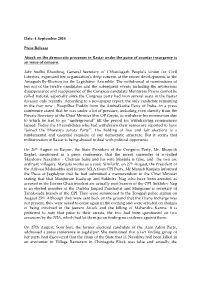 Attack on the Democratic Processes in Bastar Under the Guise of Counter Insurgency Is an Issue of Concern