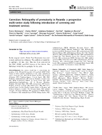 Correction: Retinopathy of Prematurity in Rwanda: a Prospective Multi-Centre Study Following Introduction of Screening and Treatment Services
