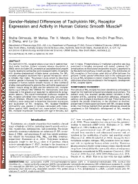 Gender-Related Differences of Tachykinin NK2 Receptor Expression and Activity in Human Colonic Smooth Muscle S