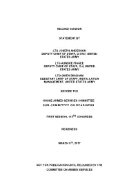 Record Version Statement by Ltg Joseph Anderson