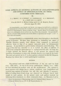 SOME ASPECTS of DIURETIC ACTIVITY of CYCLOPENTHIAZIDE and EFFECT of SPIRONOLAC [ONE on THEM, COMPARED with MERSALYL By