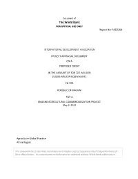 The World Bank for OFFICIAL USE ONLY Report No: PAD2264