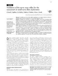 Validation of the Nerve Axon Reflex for the Assessment of Small