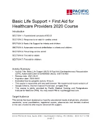 Basic Life Support + First Aid for Healthcare Providers 2020 Course Introduction