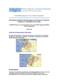 Developing a Health Training Program to Prepare for Volcanic Eruptions in Colombia and Ecuador