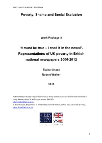 'It Must Be True – I Read It in the News!'. Representations of UK Poverty in British N