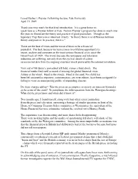 Lionel Barber's Poynter Fellowship Lecture, Yale University