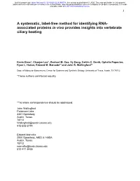 A Systematic, Label-Free Method for Identifying RNA-Associated Proteins in Vivo Provides Insights Into Vertebrate Ciliary Beatin