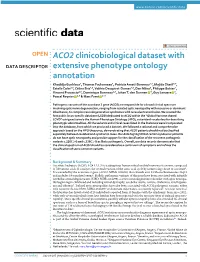 ACO2 Clinicobiological Dataset with Extensive Phenotype Ontology Annotation