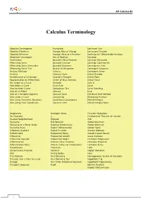 Calculus Terminology