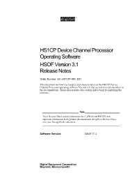 HS1CP Device Channel Processor Operating Software HSOF V3.1