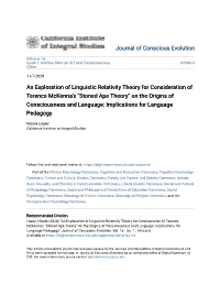 “Stoned Ape Theory” on the Origins of Consciousness and Language: Implications for Language Pedagogy