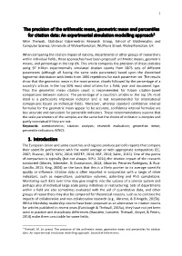 The Precision of the Arithmetic Mean, Geometric Mean And