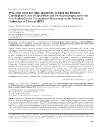 Types and Other Historical Specimens of Allan and Richard Cunningham's