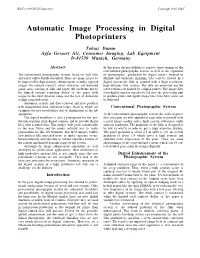 Automatic Image Processing in Digital Photoprinters