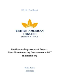 Continuous Improvement Project: Filter Manufacturing Department at BAT in Heidelberg