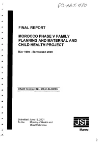 Final Report Morocco Phase V Family Planning and Maternal and Child