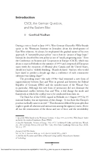 Introduction CSCE, the German Question, and the Eastern Bloc