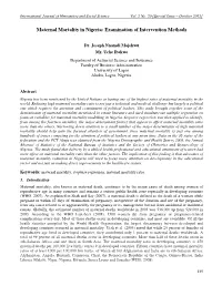 Maternal Mortality in Nigeria: Examination of Intervention Methods