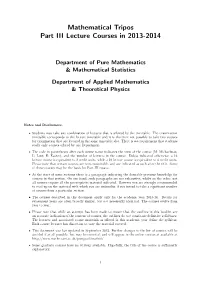 Mathematical Tripos Part III Lecture Courses in 2013-2014