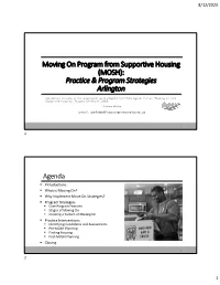 Moving on Program from Supportive Housing (MOSH): Practice & Program Strategies Arlington
