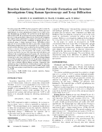 Reaction Kinetics of Acetone Peroxide Formation and Structure Investigations Using Raman Spectroscopy and X-Ray Diffraction
