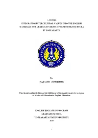 A Thesis Integrating Intercultural Values Into the English Materials for Grade X Students of Senior High Schools in Yogyakarta