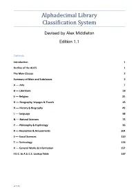 Alphadecimal Library Classi Ication System