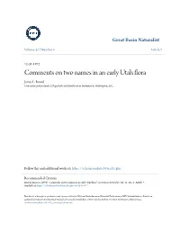 Comments on Two Names in an Early Utah Flora James L