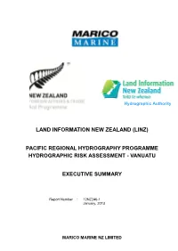 (LINZ) Pacific Regional Hydrography Programme Hydrographic Risk Assessment - Vanuatu