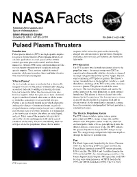 Pulsed Plasma Thrusters