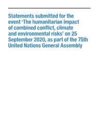 Statements Submitted for the Event 'The Humanitarian Impact Of