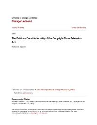 The Dubious Constitutionality of the Copyright Term Extension Act