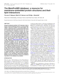 A Resource for Membrane-Embedded Protein Structures and Their Lipid Interactions