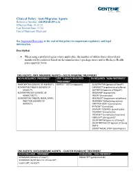 Anti-Migraine Agents Reference Number: OH.PHAR.PPA.34 Effective Date: 01.01.21 Last Review Date: 11.20 Line of Business: Medicaid