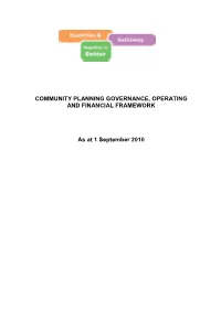 Community Planning Governance, Operating and Financial Framework