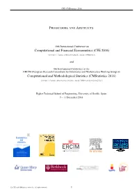 Computational and Financial Econometrics (CFE 2016)