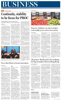 Continuity, Stability to Be Focus for PBOC