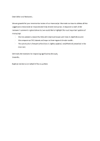 Dear Editor and Reviewers