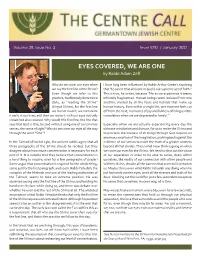 Eyes Covered, WE Are One by Rabbi Adam Zeff