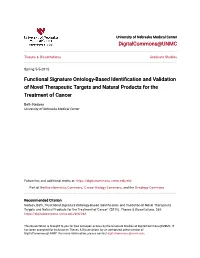 Functional Signature Ontology-Based Identification and Validation of Novel Therapeutic Targets and Natural Products for the Treatment of Cancer