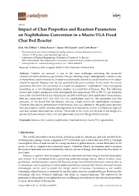 Impact of Char Properties and Reaction Parameters on Naphthalene Conversion in a Macro-TGA Fixed Char Bed Reactor