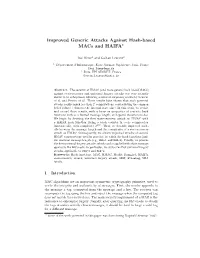 Improved Generic Attacks Against Hash-Based Macs and HAIFA⋆
