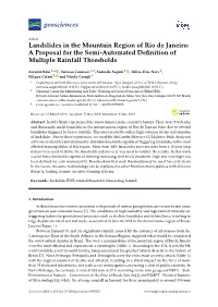 Landslides in the Mountain Region of Rio De Janeiro: a Proposal for the Semi-Automated Deﬁnition of Multiple Rainfall Thresholds